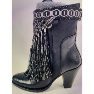 NIB Cobra society size 38 black fringe/western healed boot